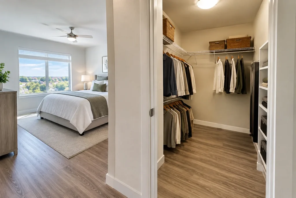 Studio apartment interior at The Elms Apartments in Sacramento