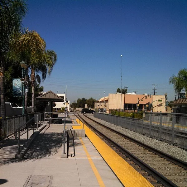 Covina Metrolink train station platform on Citrus Avenue California