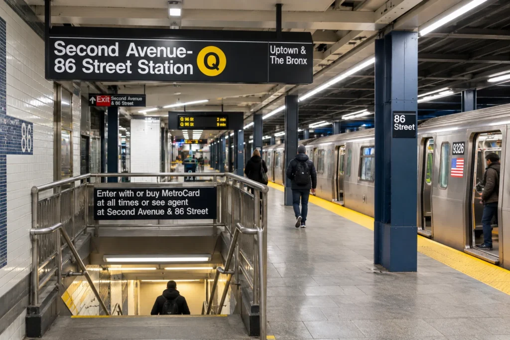 Q train entrance at Second Avenue and 86th Street subway station