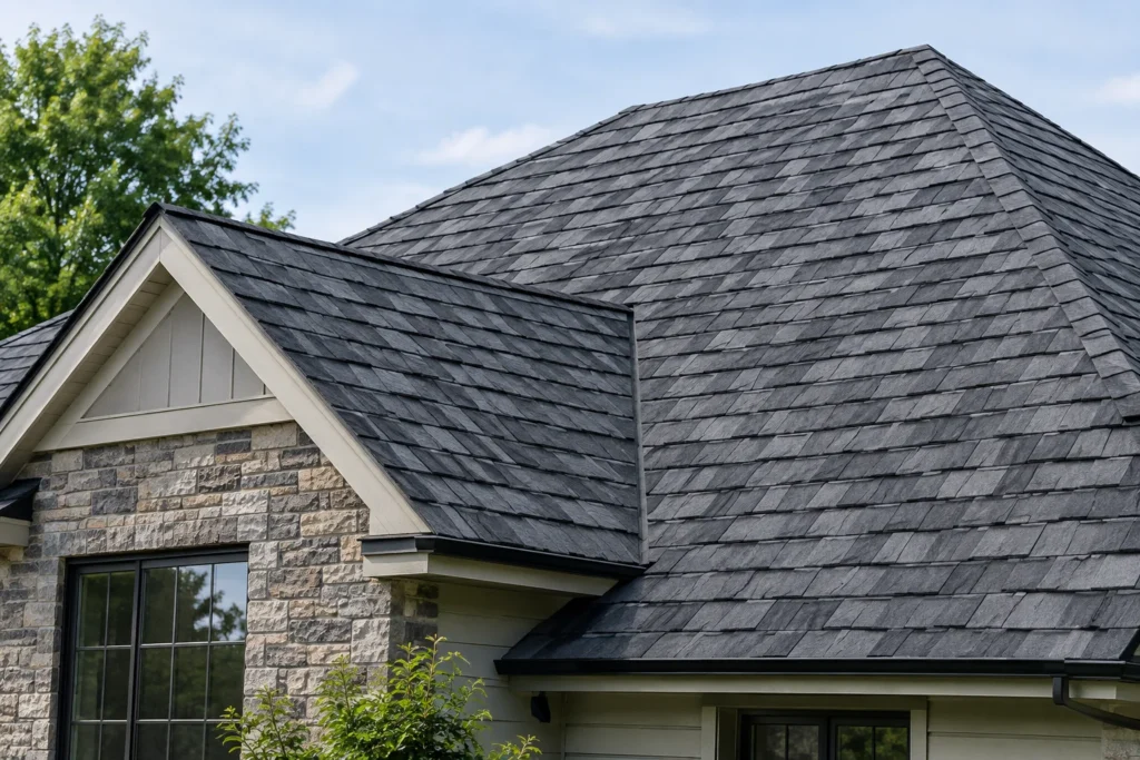 GAF designer shingle roof with slate-look dimensional texture